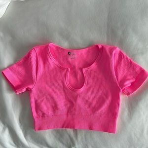 Hot Pink Cropped Workout Top